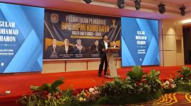 Ketua BPD HIPMI Kalbar Golam Mohamad Sharon saat memberikan kata sambutan dalam acara pelantikan BPC HIPMI Kubu Raya